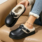 Zapatillas peludas de Eva impermeables para mujer, pantuflas cálidas de felpa.
