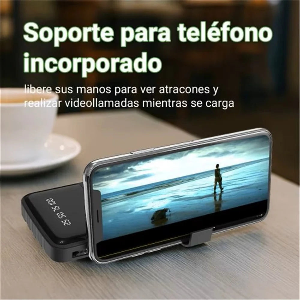 Batería externa de gran capacidad de 30000 mAh con pantalla digital de porcentaje de batería.