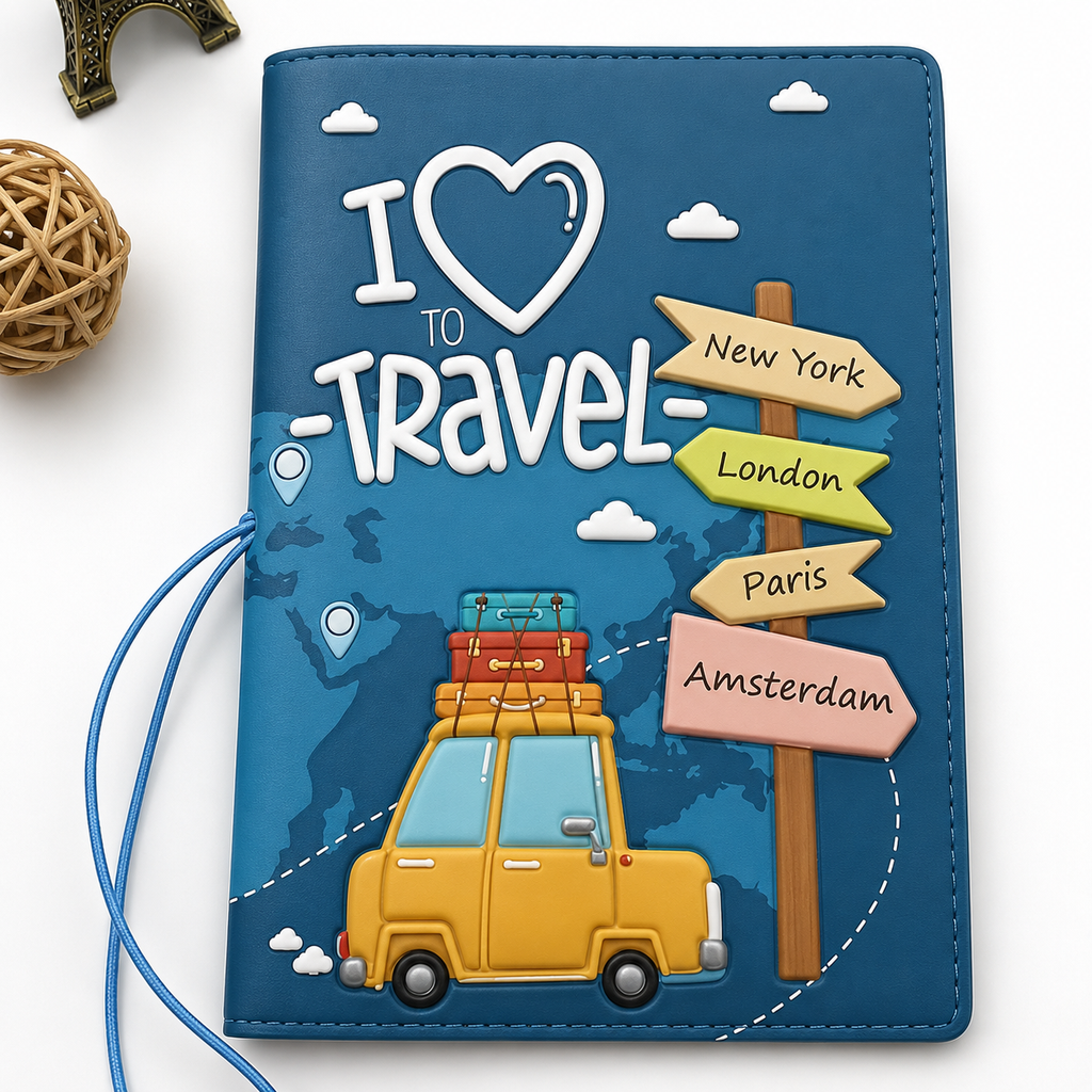 Porta Pasaporte en Relieve con Diseños