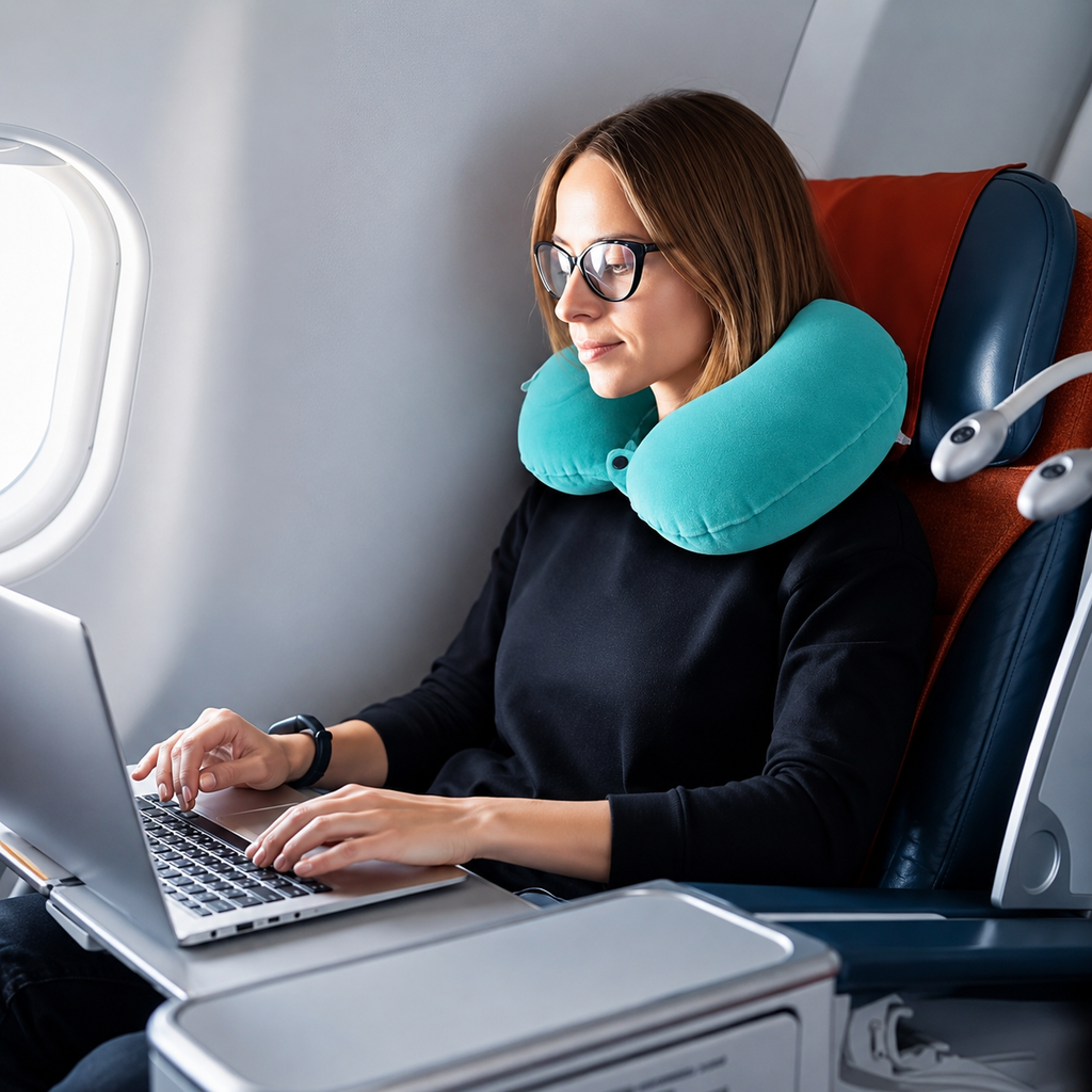 Almohada Inflable Flocada para el Cuello