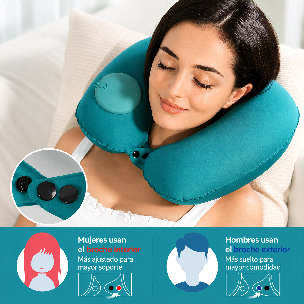 Almohada Inflable Flocada para el Cuello
