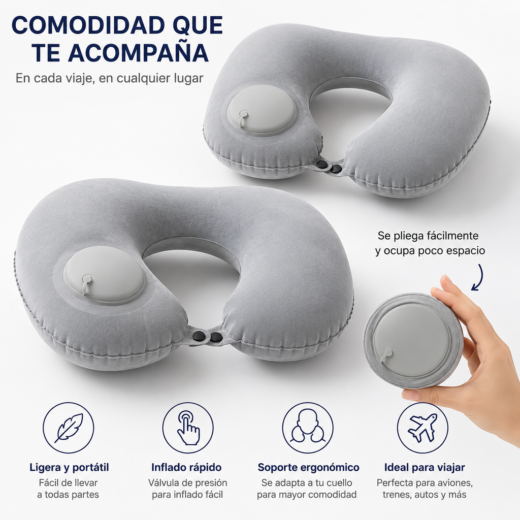 Almohada Inflable Flocada para el Cuello