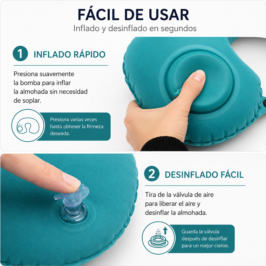 Almohada Inflable Flocada para el Cuello