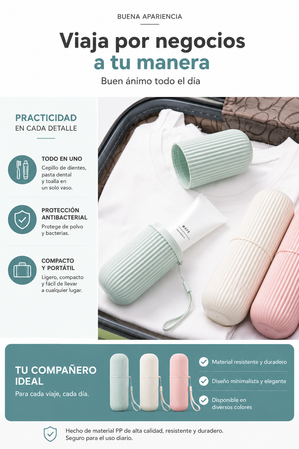 Estuche Protector Portátil para Pasta de Dientes y Cepillo