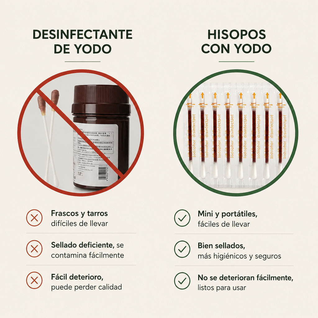 50 Hisopos de Algodón con Alcohol y Yodo para Desinfectar Heridas