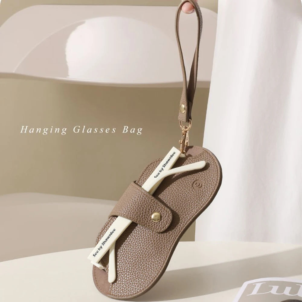 Bolsa de gafas de cuero PU con patrón de lichi suave, estuche Retro para gafas de sol, estuche portátil con marco para miopía, almacenamiento Simple para gafas