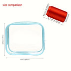 Set de 3 Bolsas de Maquillaje Transparentes con Borde de Color | Organizador de Viaje