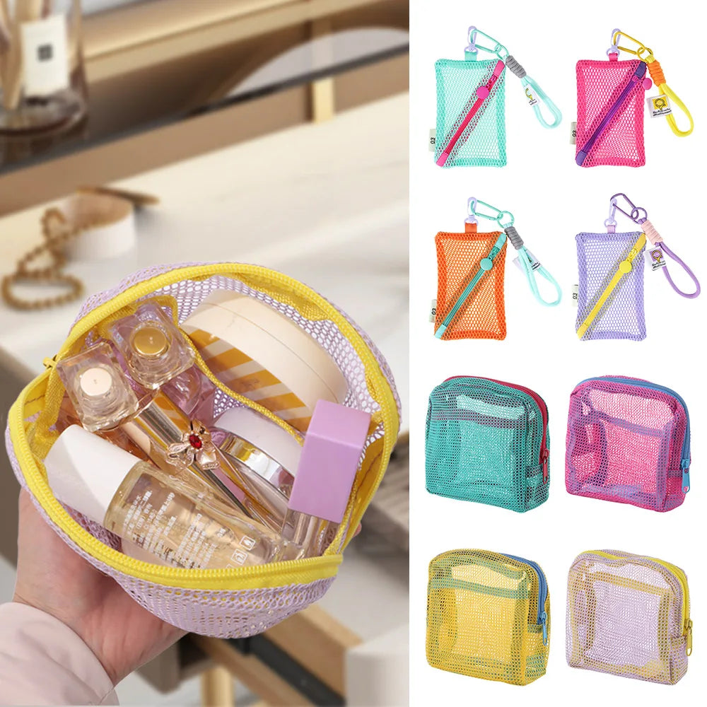 Bolsa de Maquillaje de Malla | Colores Vibrantes | Gran Capacidad | Estuche de Tocador