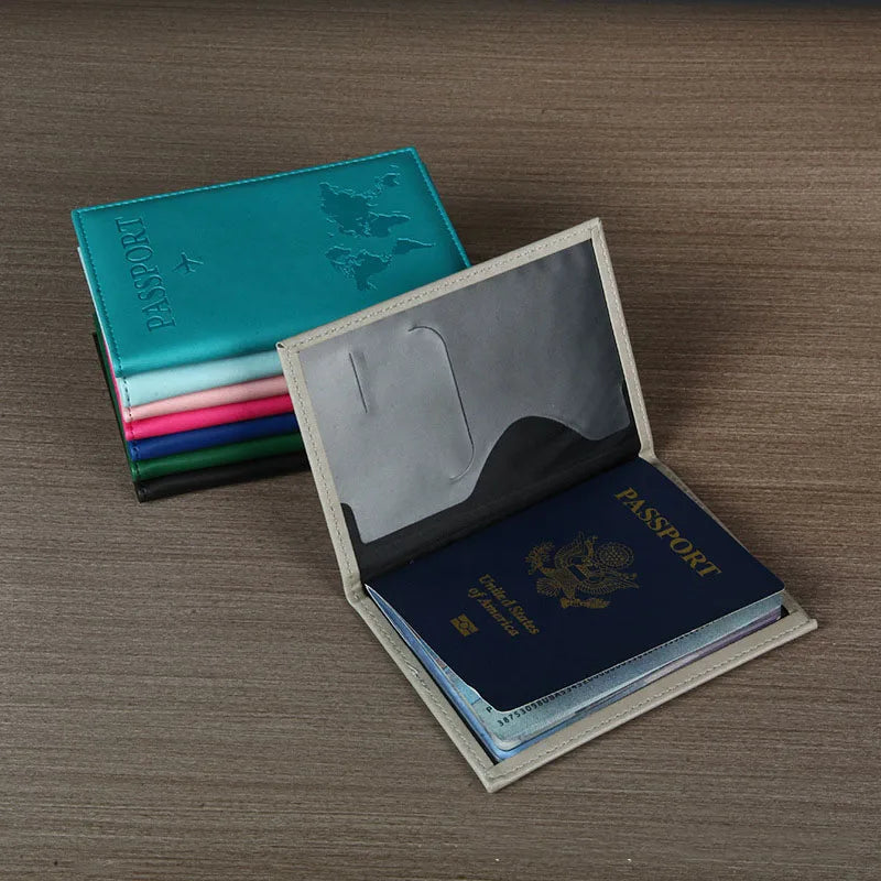 Funda de pasaporte de cuero PU para hombres y mujeres.
