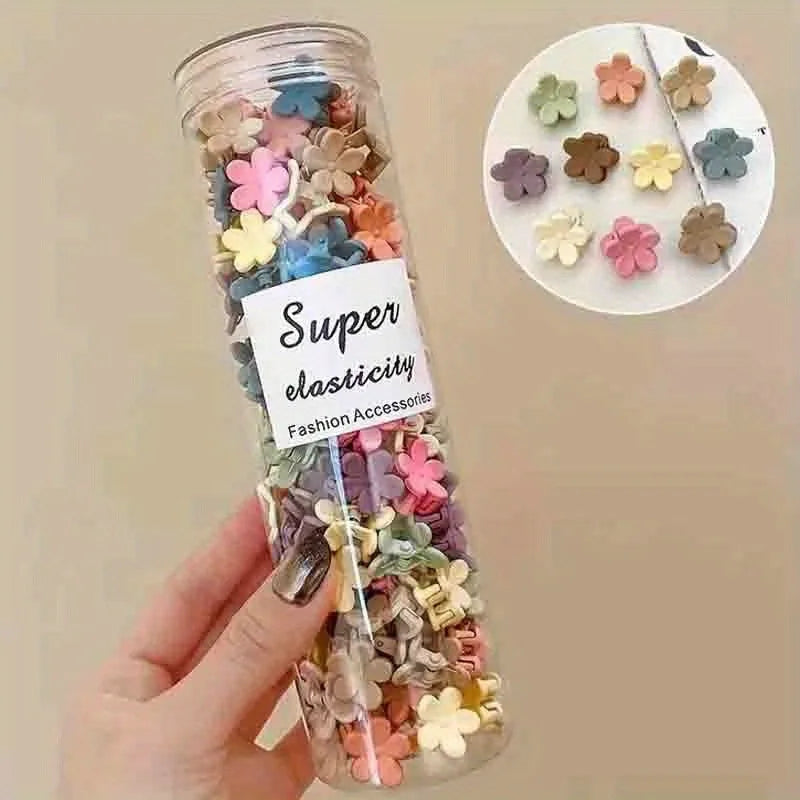 20/30/50 juegos de mini pinzas para el cabello, lindos accesorios para el cabello de plástico en forma de flor, trenzas de color puro, adecuados para adolescentes, lindos g