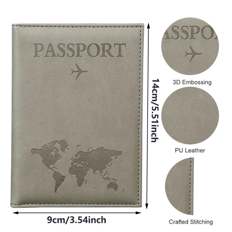Funda de pasaporte de cuero PU para hombres y mujeres.