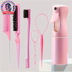 6 unids/set de cepillos para el cabello, botella con pulverizador para peluquería, bucle para trenzado de cabello, peine de cola de rata, cepillo para el cabello con Control de bordes Brsuh