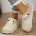 Zapatillas peludas de Eva impermeables para mujer, pantuflas cálidas de felpa.