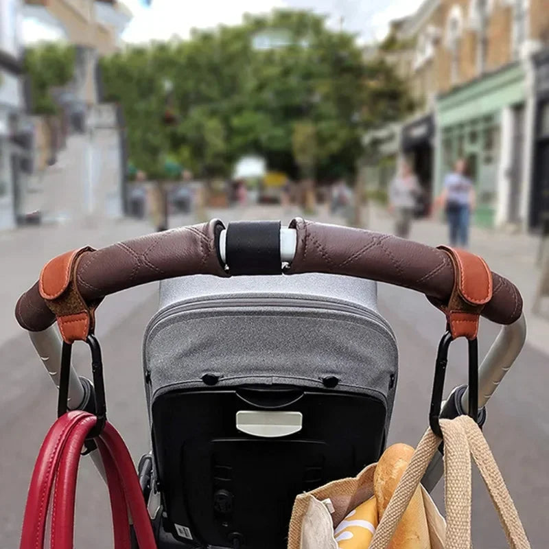 1/2 Uds. Bolsa de cuero PU para bebé, gancho para cochecito