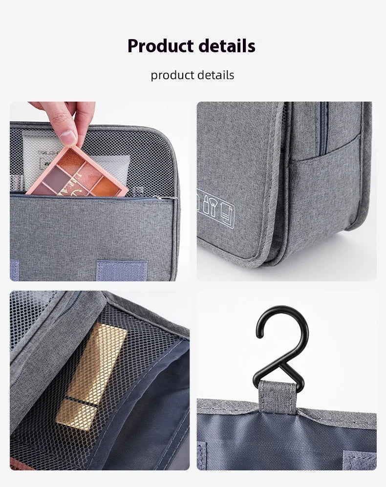 Neceser plegable, organizador, almacenamiento colgante, estuche de maquillaje para baño, bolsa de cosméticos, viaje para viajes de negocios