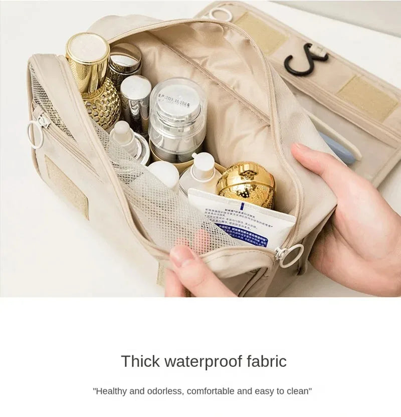 Bolsa de maquillaje de viaje de alta calidad, organizador de artículos de tocador impermeable, Neceser para mujer, bolsa de lavado con gancho para baño, bolsa de almacenamiento de maquillaje con gancho
