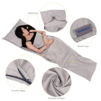Viajes al aire libre Camping senderismo poliéster Pongee saco de dormir saludable forro con funda de almohada viaje de negocios ligero Hotel