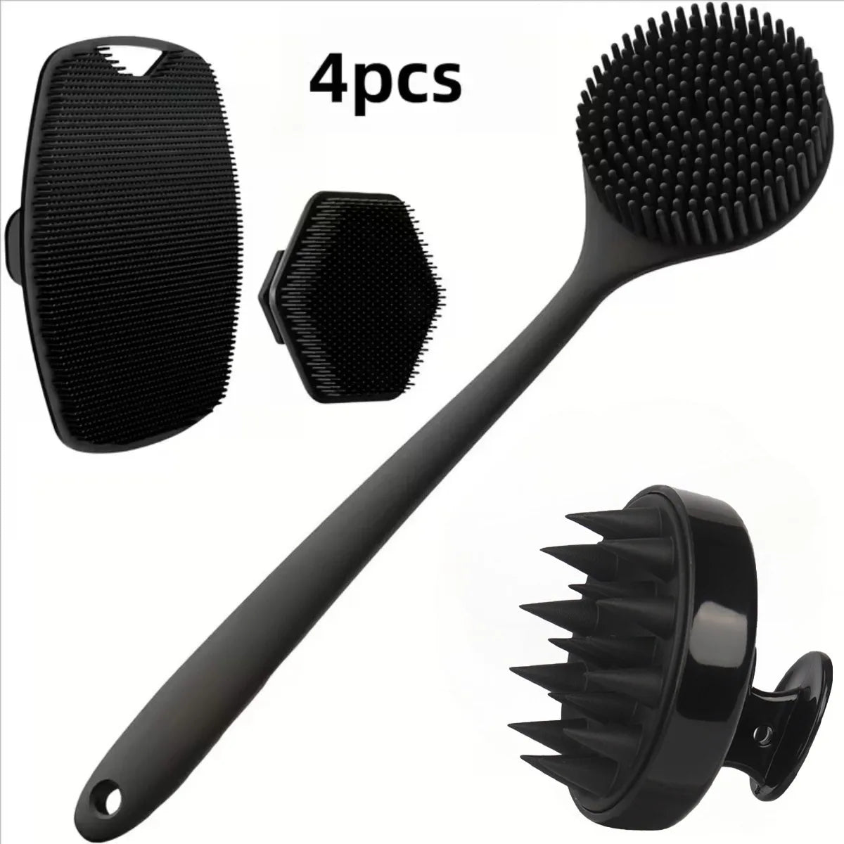Juego de 4 Cepillos Exfoliantes de Silicona para el Cuerpo