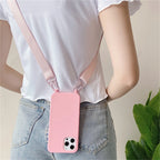 Funda de silicona mate con cordón y correa para collar cruzado para iPhone 17 16 15 14 Pro Max 11 12 13 XR X XS 8 Plus