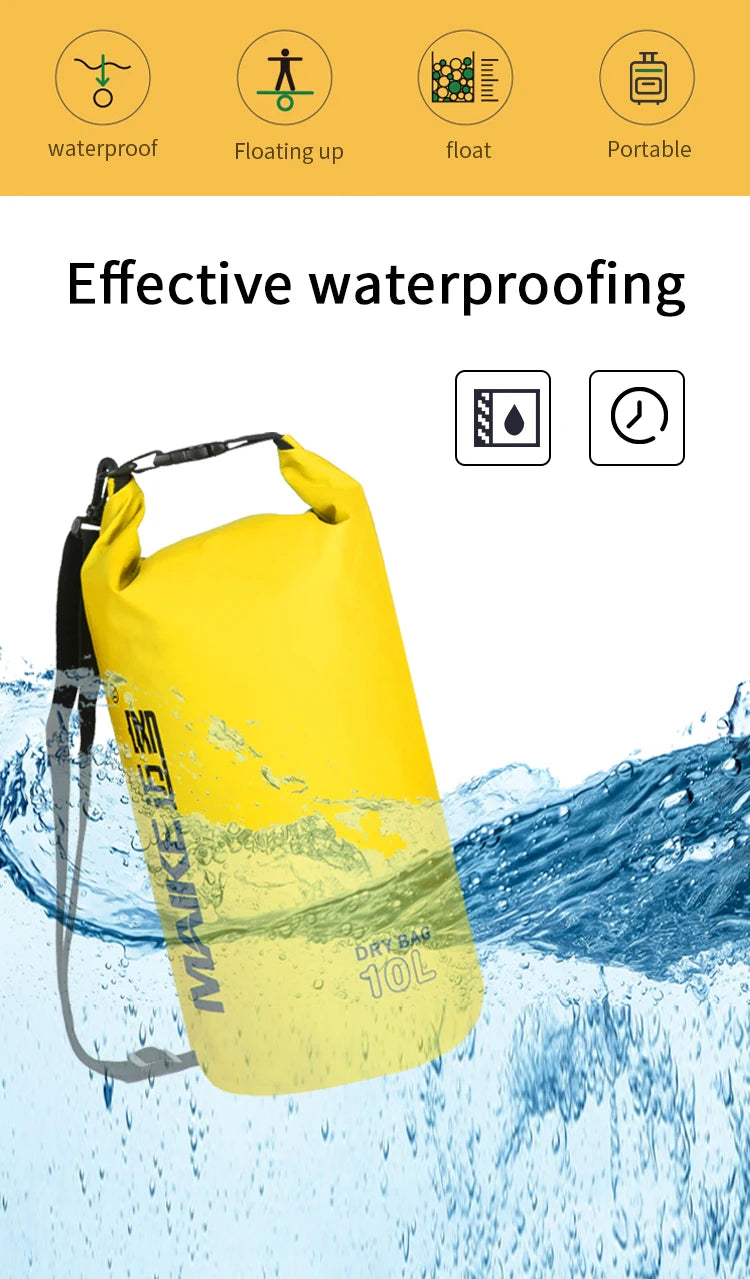 Mochila Seca Impermeable PVC | Kayak, Rafting y Natación | 5L, 10L y 15L