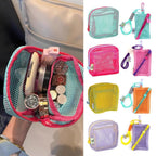 Bolsa de Maquillaje de Malla | Colores Vibrantes | Gran Capacidad | Estuche de Tocador