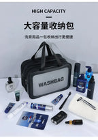 Bolsa de maquillaje de PU transparente doble con separación en seco y húmedo, bolsa de lavado portátil, bolsa de almacenamiento de cosméticos, artículos esenciales para viajes, fitness y natación