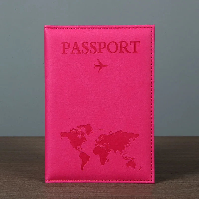 Funda de pasaporte de cuero PU para hombres y mujeres.