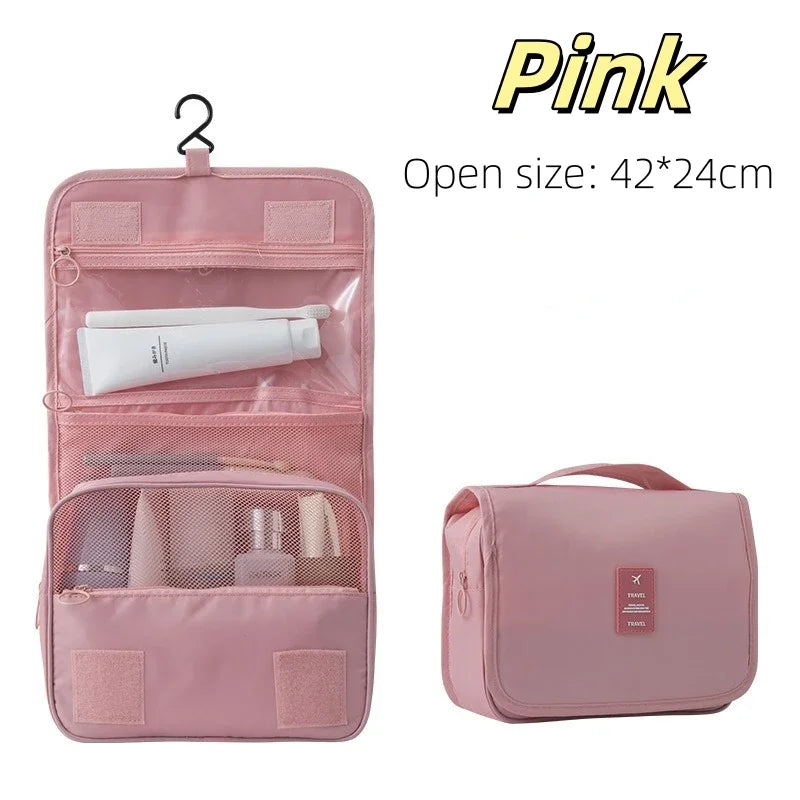 Bolsa de maquillaje de viaje de alta calidad, organizador de artículos de tocador impermeable, Neceser para mujer, bolsa de lavado con gancho para baño, bolsa de almacenamiento de maquillaje con gancho