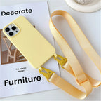 Funda de silicona mate con cordón y correa para collar cruzado para iPhone 17 16 15 14 Pro Max 11 12 13 XR X XS 8 Plus