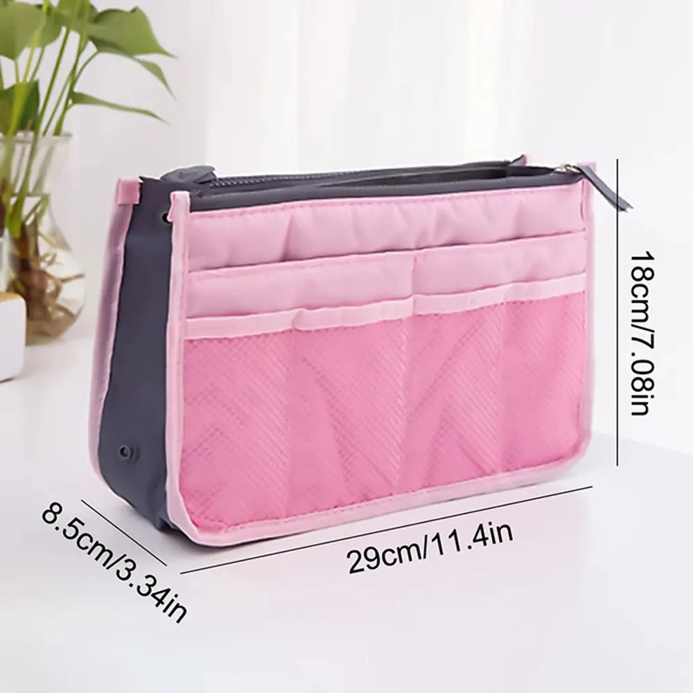 Bolsa de Maquillaje Multifuncional de Gran Capacidad | Doble Cremallera y Múltiples Bolsillos