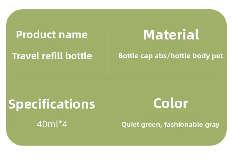 Botella de Viaje Recargable 4 en 1