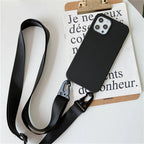 Funda de silicona mate con cordón y correa para collar cruzado para iPhone 17 16 15 14 Pro Max 11 12 13 XR X XS 8 Plus