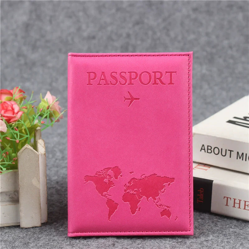 Funda de pasaporte de cuero PU para hombres y mujeres.