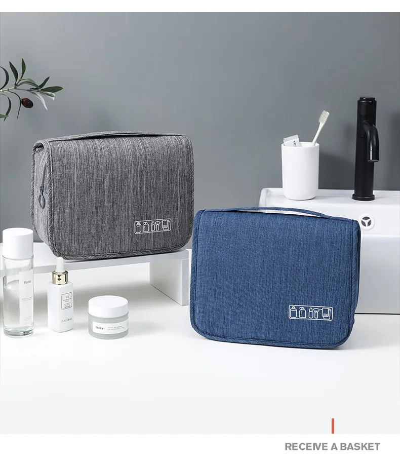 Neceser plegable, organizador, almacenamiento colgante, estuche de maquillaje para baño, bolsa de cosméticos, viaje para viajes de negocios