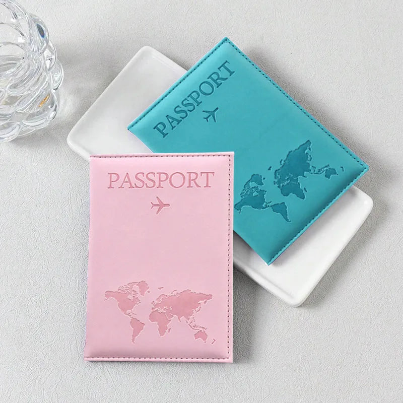 Funda de pasaporte de cuero PU para hombres y mujeres.