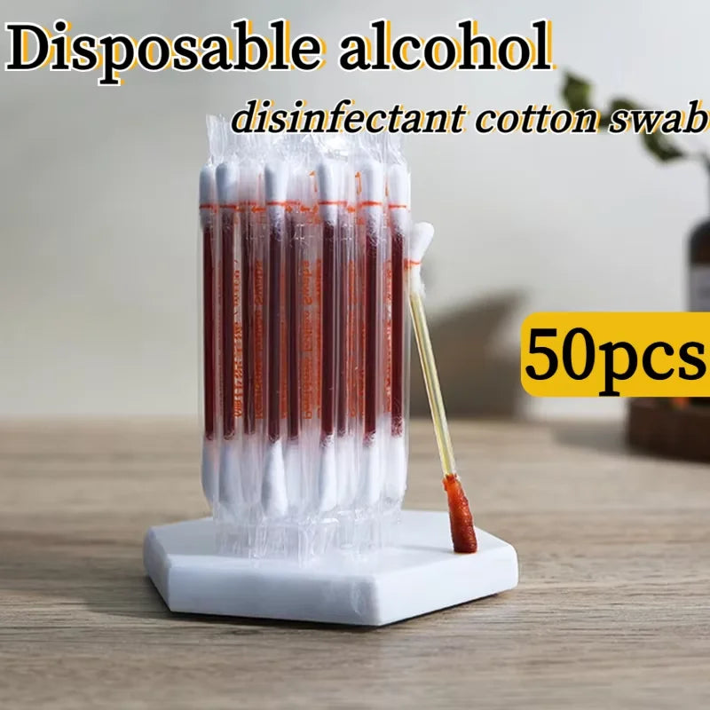 50 Hisopos de Algodón con Alcohol y Yodo para Desinfectar Heridas