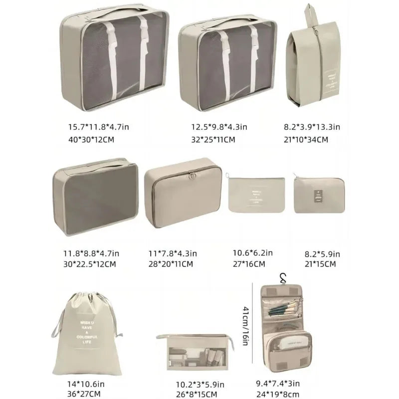 Conjunto de viaje, bolsas de almacenamiento, cubos de embalaje, dormitorios para estudiantes, bolsas de clasificación de ropa, artículos de tocador digitales, bolsa organizadora de zapatos