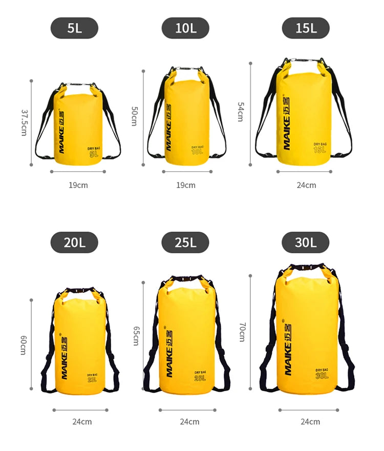Mochila Seca Impermeable PVC | Kayak, Rafting y Natación | 5L, 10L y 15L