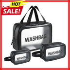 Bolsa de maquillaje de PU transparente doble con separación en seco y húmedo, bolsa de lavado portátil, bolsa de almacenamiento de cosméticos, artículos esenciales para viajes, fitness y natación