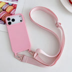 Funda de silicona mate con cordón y correa para collar cruzado para iPhone 17 16 15 14 Pro Max 11 12 13 XR X XS 8 Plus