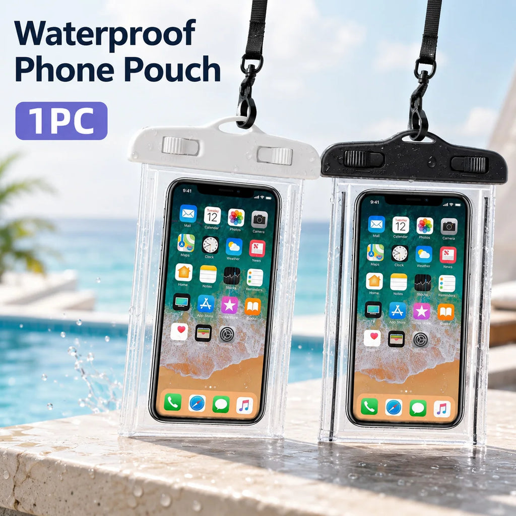 Funda Impermeable Transparente para Teléfono Móvil, con Correa para el Cuello, Táctil, para Playa, Natación y Actividades al Aire Libre