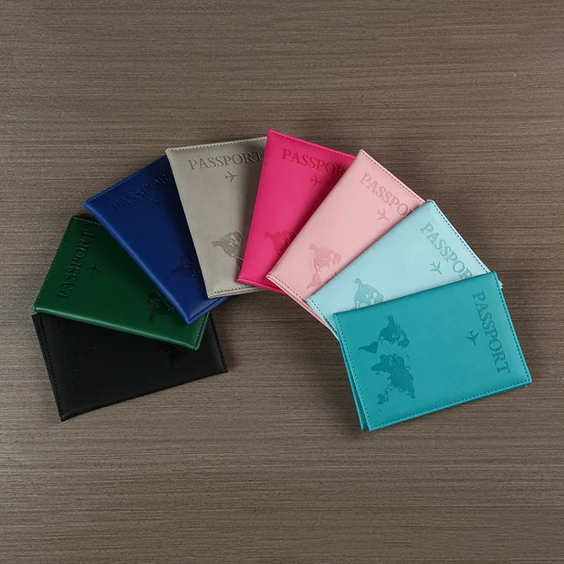 Funda de pasaporte de cuero PU para hombres y mujeres.
