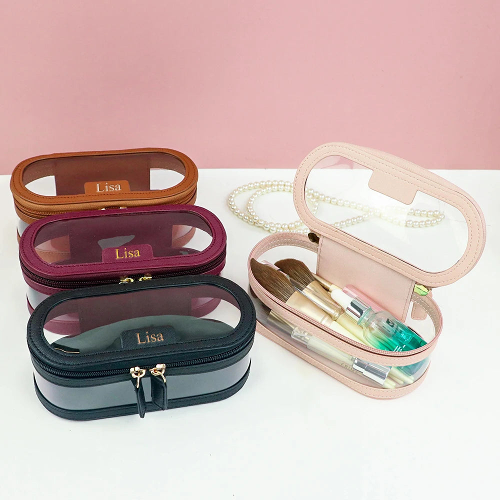 Bolsa de maquillaje y baño de PVC de cuero PU multicolor personalizada con gran capacidad impermeable
