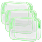 Set de 3 Bolsas de Maquillaje Transparentes con Borde de Color | Organizador de Viaje