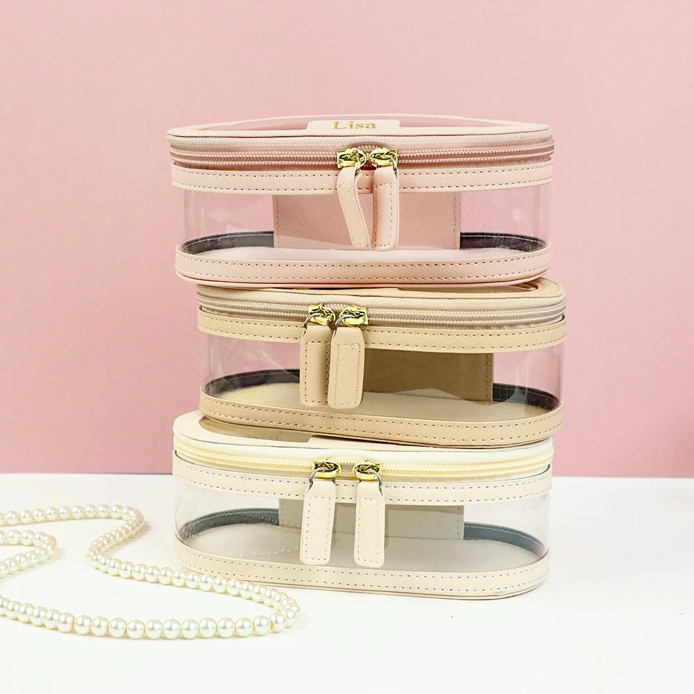 Bolsa de maquillaje y baño de PVC de cuero PU multicolor personalizada con gran capacidad impermeable