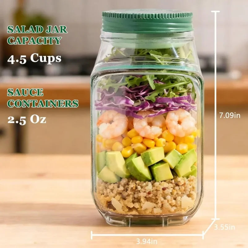 Contenedor para Ensaladas con Compartimento para Aderezo