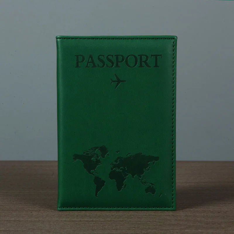 Funda de pasaporte de cuero PU para hombres y mujeres.