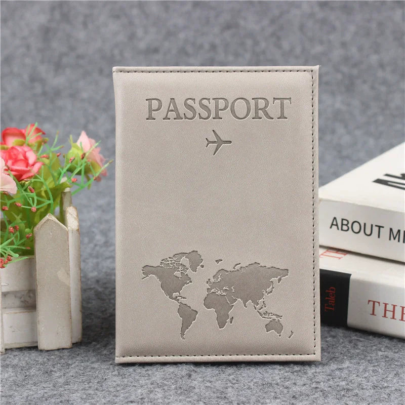 Funda de pasaporte de cuero PU para hombres y mujeres.