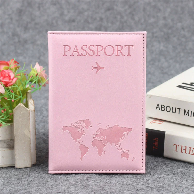 Funda de pasaporte de cuero PU para hombres y mujeres.