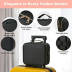 1 bolsa de almacenamiento de maquillaje impermeable con luz LED de gran capacidad con luz de espejo ajustable, con divisores ajustables, soporte duradero para brochas de maquillaje y espejo extraíble